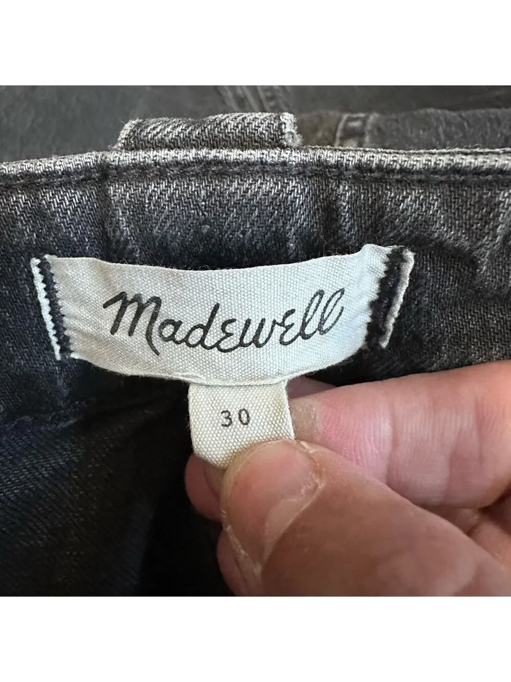 Madewell Denim High-Waisted Straight Charcoal Midi Skirt Workwear edition 30